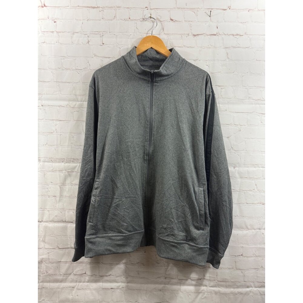 BCG Fleece Jacket Mens Size XL Gray Black Race Stripe Full Zip Active Wear